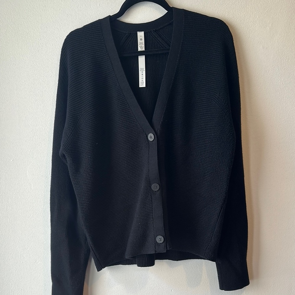 Lululemon Black Knit Cardigan Sweater
